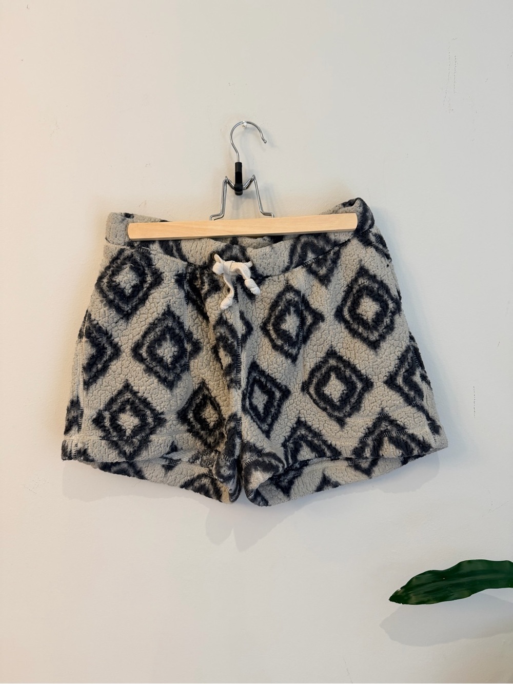 Free people Cozy Fleece Diamond-Print Shorts in Cream and Black